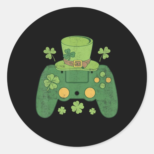 Video Game Controller Irish Gamer Boys Happy St Pa Classic Round Sticker (Front)