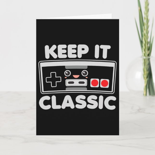 Video Game Controller Keep It Clic Humor 80s Retro Card (Front)