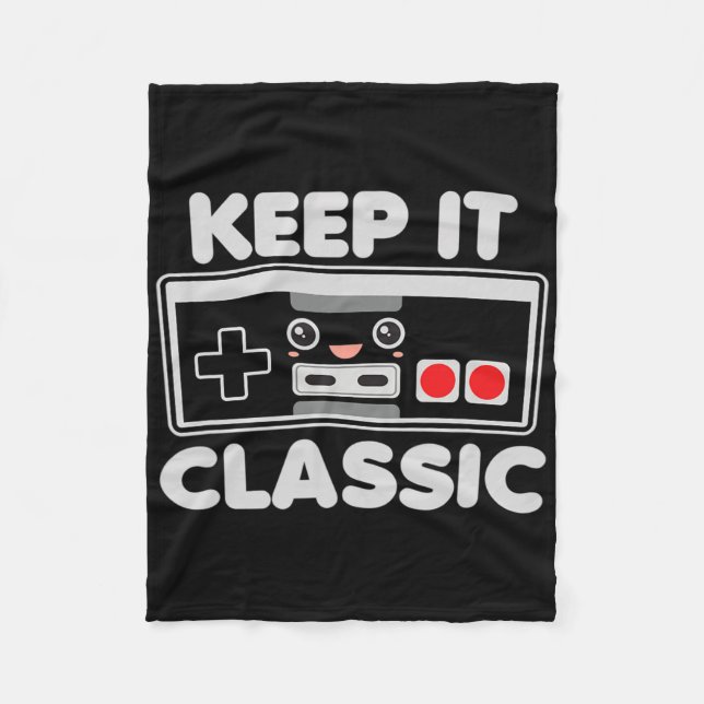 Video Game Controller Keep It Clic Humor 80s Retro Fleece Blanket (Front)