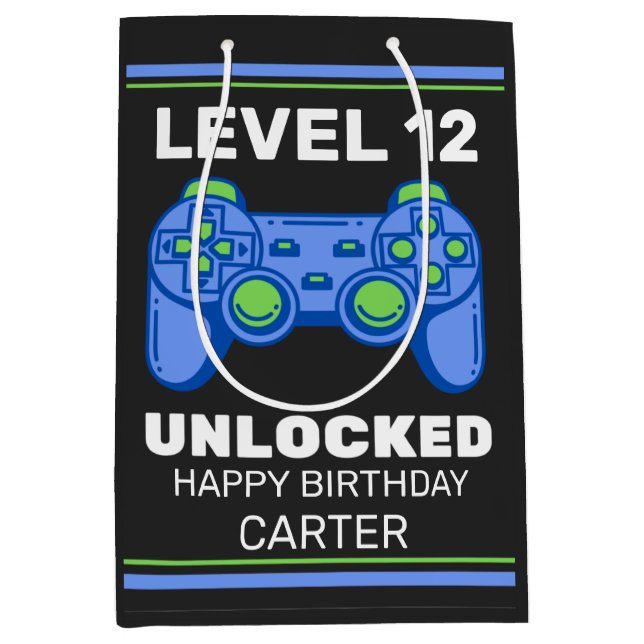 Video Game Controller Kid's Birthday Personalized Medium Gift Bag (Front)