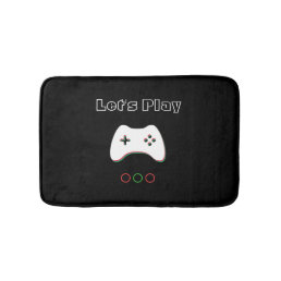 Video Game Controller, Let&#39;s Play, Red &amp; Green Art Bath Mat