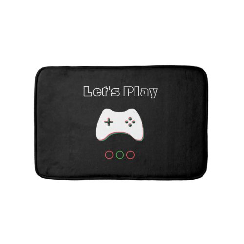 Video Game Controller Lets Play Red  Green Art Bath Mat