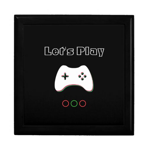 Video Game Controller Lets Play Red  Green Art Gift Box