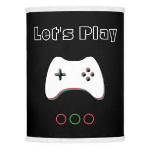 Video Game Controller, Let's Play, Red & Green Art Lamp Shade