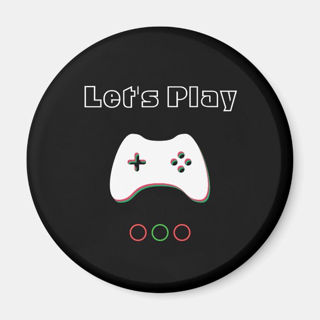 Video Game Controller, Let's Play, Red & Green Art Magnet (Front)