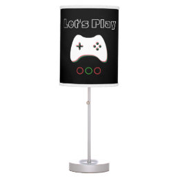 Video Game Controller, Let&#39;s Play, Red &amp; Green Art Table Lamp