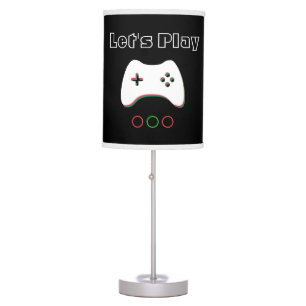 Video Game Controller, Let's Play, Red & Green Art Table Lamp