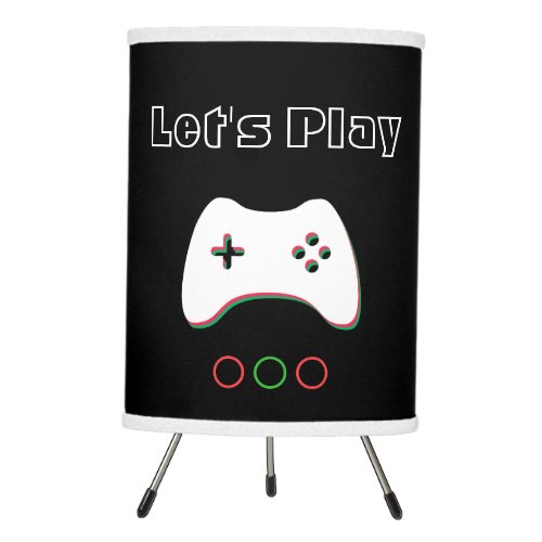 Video Game Controller Lets Play Red  Green Art Tripod Lamp