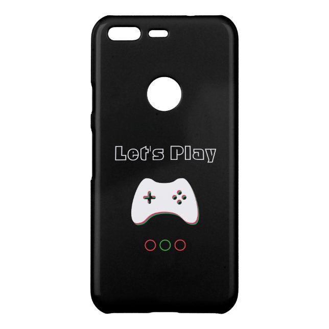 Video Game Controller, Let's Play, Red & Green Art Uncommon Google Pixel Case (Back)