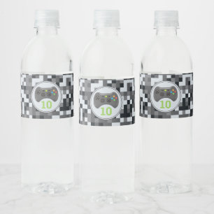 Video Game controller level up birthday Party Water Bottle Label