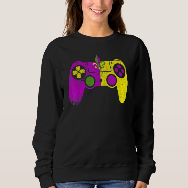 Video Game Controller Mardi Gras Carnival Mask Fle Sweatshirt (Front)