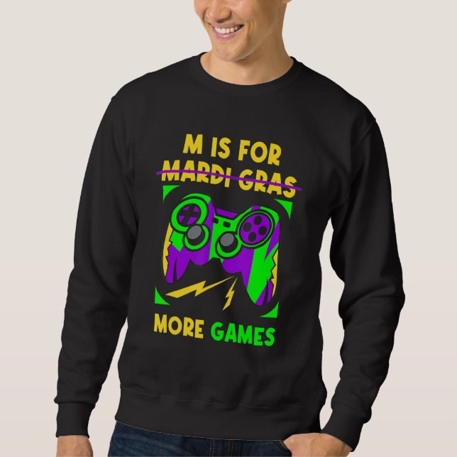 Video Game Controller Mardi Gras Carnival Party Bo Sweatshirt (Front)