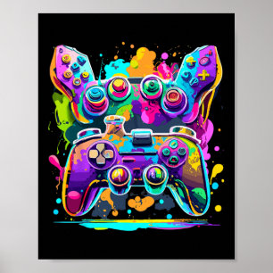 Video Game Controller Paint Drip Colorful Gamers G Poster