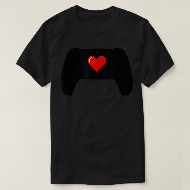 Video Game Controller Pixel Heart Gamer Valentine' T-Shirt (Design Front)