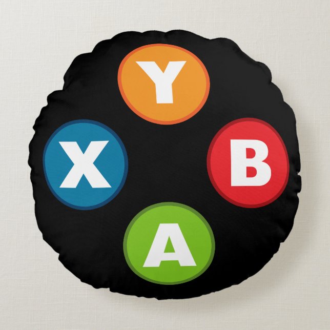 Video Game Controller Round Pillow for Gamer (Front)