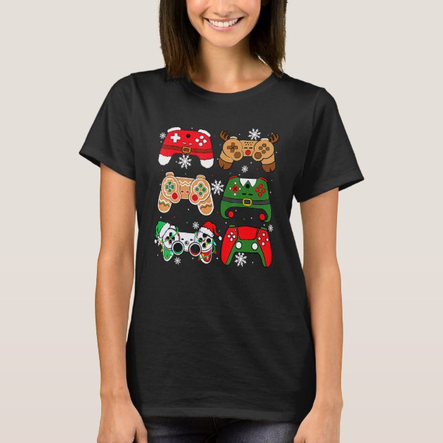 Video Game Controller Santa Elf Ugly Christmas Boy T-Shirt (Front)