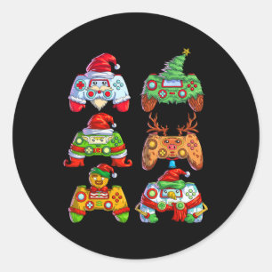 Video Game Controller Santa Hat Christmas Gamer 1 Classic Round Sticker