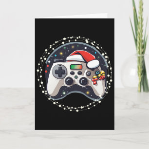 Video Game Controller Santa Hat Christmas Gaming X Card