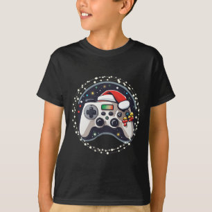 Video Game Controller Santa Hat Christmas Gaming X T-Shirt