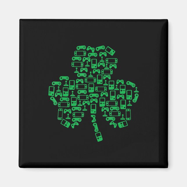 Video Game Controller Shamrock Irish Gamer St Patr Magnet (Front)