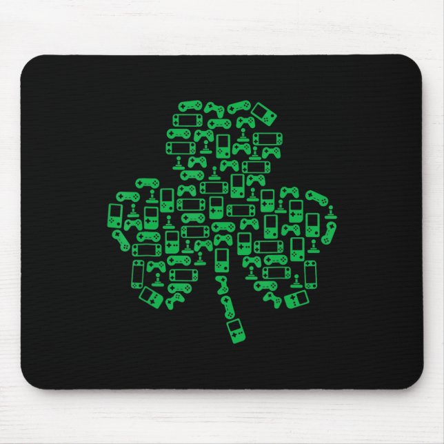 Video Game Controller Shamrock Irish Gamer St Patr Mouse Pad (Front)