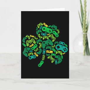 Video Game Controller Shamrock St Patricks Day Boy Card