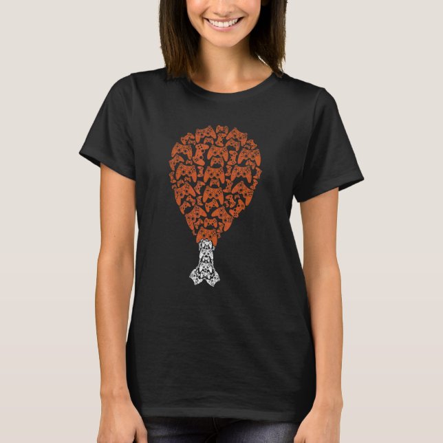 Video-Game Controller Turkey Leg Thanksgiving Gami T-Shirt (Front)