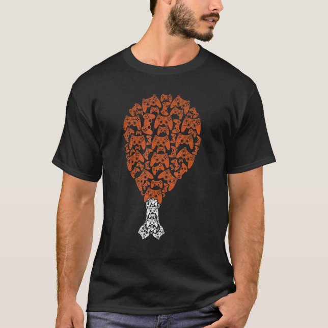 Video-Game Controller Turkey Leg Thanksgiving Gami T-Shirt (Front)