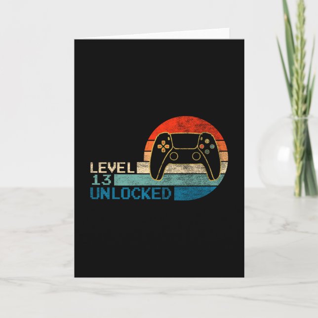 Video Game Controller Unlocked Level 13 Birthday B Card (Front)