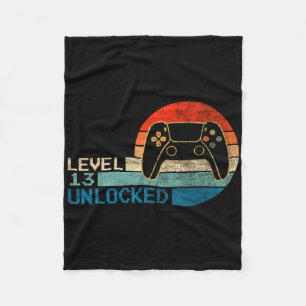 Video Game Controller Unlocked Level 13 Birthday B Fleece Blanket