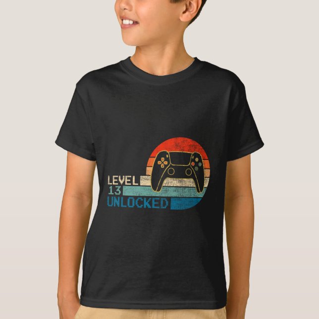 Video Game Controller Unlocked Level 13 Birthday B T-Shirt (Front)