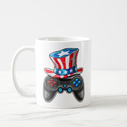 Video Game Controller USA Flag 4th Of July Gamer Coffee Mug