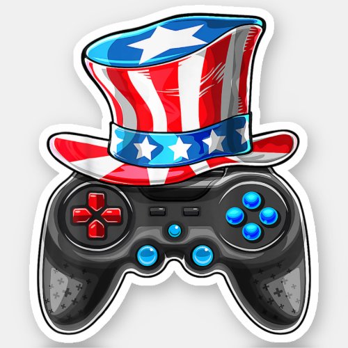 Video Game Controller USA Flag 4th Of July Gamer Sticker
