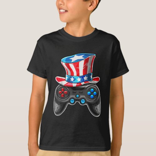 Video Game Controller USA Flag 4th Of July Gamer T_Shirt
