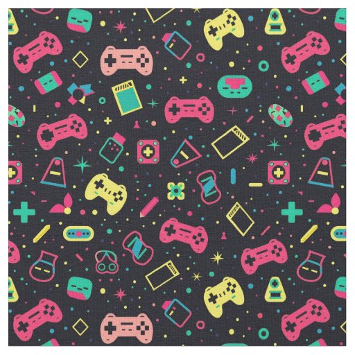 Video Game Controllers and Toys Pattern  Fabric