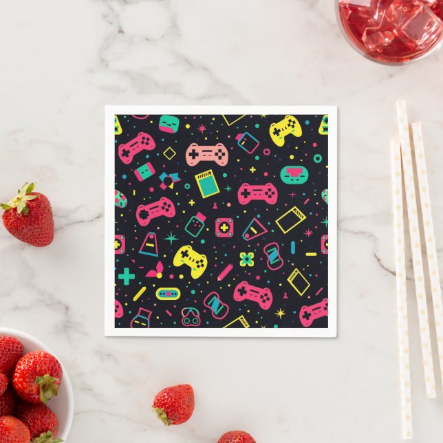 Video Game Controllers and Toys Pattern  Napkins (Insitu)