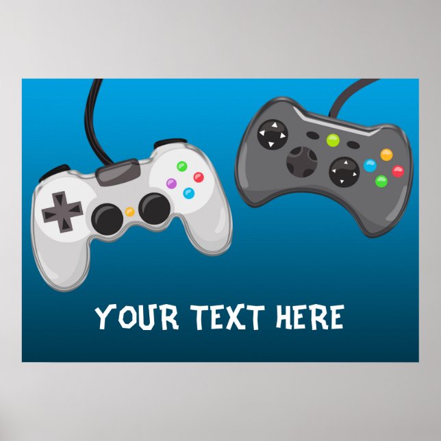 Video Game Controllers Birthday Party Banner Poster (Front)