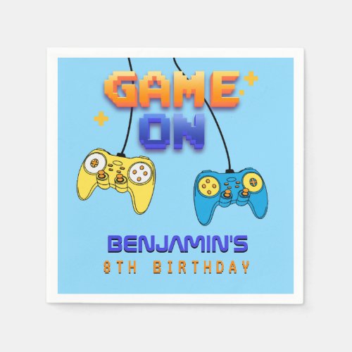 Video Game Controllers Game On Gamer Birthday Napkins