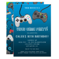 Video Game Controllers Gamer Birthday Party Invitation