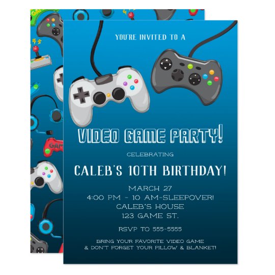 Video Game Controllers Gamer Birthday Party Invitation | Zazzle.com