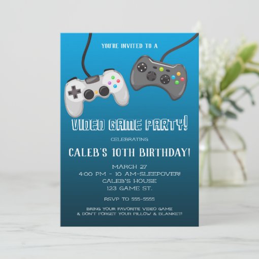 Video Game Controllers Gamer Birthday Party Invitation Zazzle