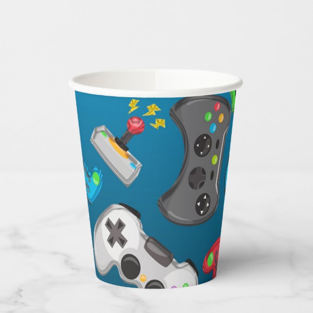 Video Game Controllers Gamer Birthday Party Paper Cups (Left)