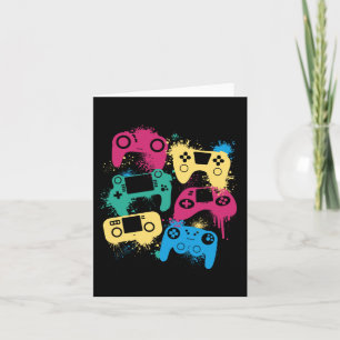 Video Game Controllers Graphic Tee For Gamer Color Card