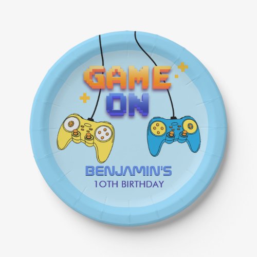 Video Game Controllers Level Up Birthday Paper Plates