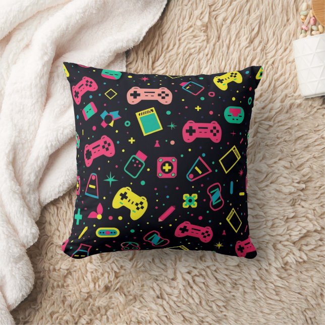 Video Game Controllers Pattern  Throw Pillow (Blanket)