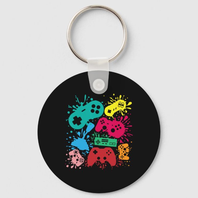 Video Game Controllers Retro 80's 90's Generation  Keychain (Front)