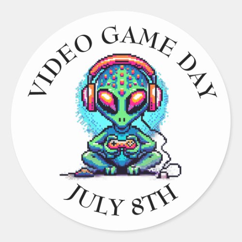 Video Game Day  July 8th Classic Round Sticker