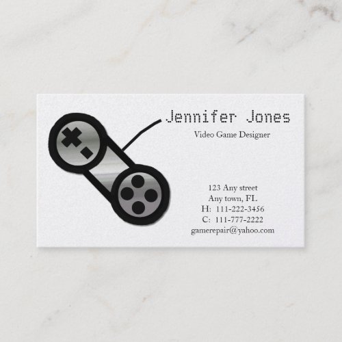 Video Game Design Business Card