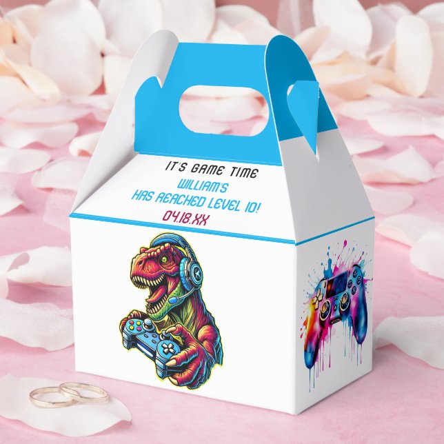 Video Game Dinosaur Gaming Birthday Party Favor Boxes (Wedding)