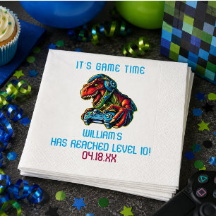 Video Game Dinosaur Gaming Birthday Party Napkins